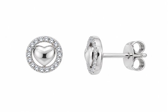 Orecchini Lo Scrigno Gioielli Donna in Oro Zircone OR CUORE NEL CERCHIO - OR CUORE NEL CERCHIO
